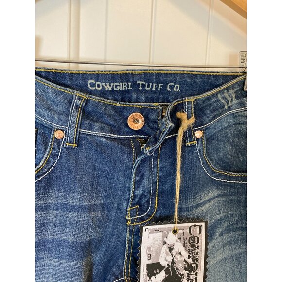 Cowgirl Tuff Co Women's Bootcut Distressed Blue Jeans , W:29 Cotton Blend, NWT - Picture 7 of 12